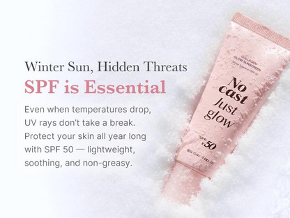 No Cast Just Glow Collagen Sunscreen | SPF 50 Broad Spectrum Face Sunscreen | Lightweight, Non-Sticky, Hydrating Formula | No White Cast or Residue | Peptide, Cica for Soothing & Natural Glow