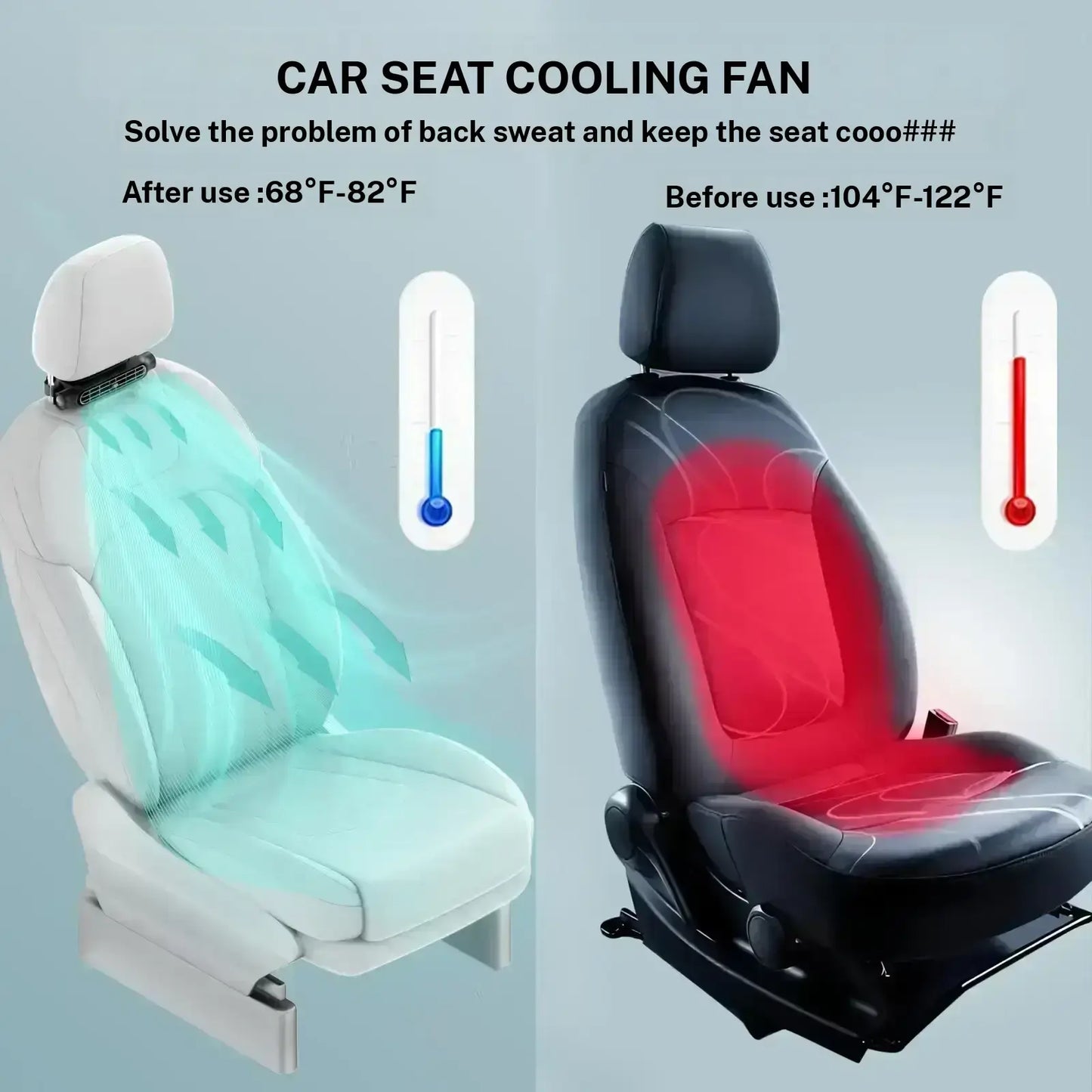 🔥LAST DAY 49% OFF -💨 Dual Turbo Car Seat Fan | USB Plug-in + Independent Switch | Rear Pillow Cooling for Personalized Comfort 🚗❄️
