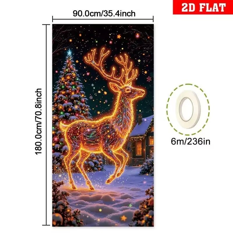 🔥LAST DAY 49% OFF - ✨UV Activated Night Glow Fluorescent Christmas Door Cover Party Banner🌟