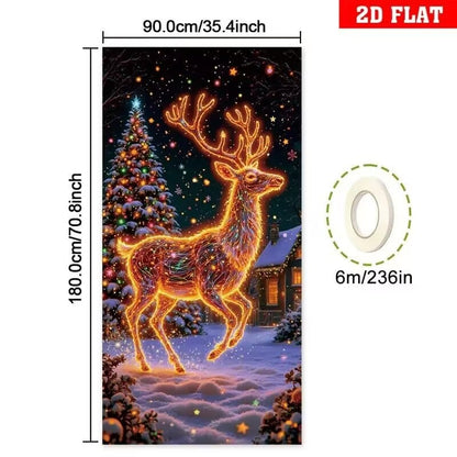 🔥LAST DAY 49% OFF - ✨UV Activated Night Glow Fluorescent Christmas Door Cover Party Banner🌟