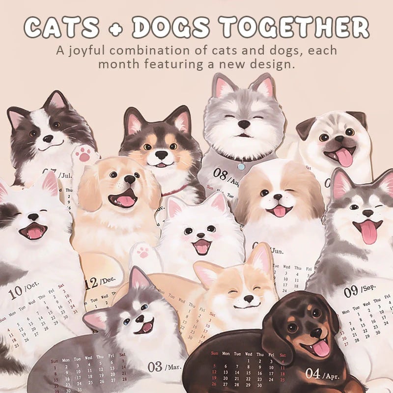 🔥Last Day 49% OFF - 🗓️Mini Desk Calendar 2026 Cute Dog & Cat Monthly Planner