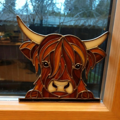 🔥LAST DAY 50% OFF - 🎄Handmade🐮Highland Cow Window Corner Decor
