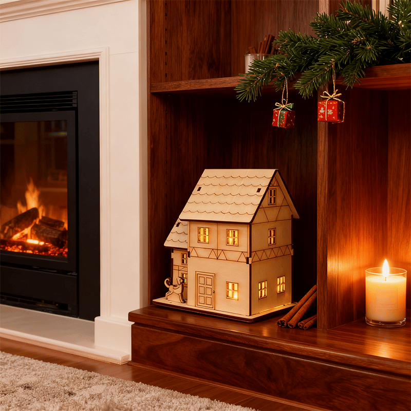 🔥LAST DAY 50% OFF- 🎄Light-Up Handmade Wooden Christmas Village Houses for Crafts