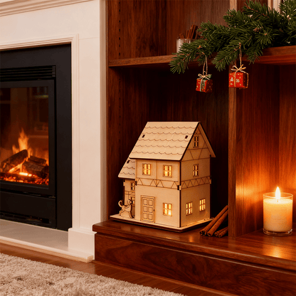 🔥LAST DAY 50% OFF- 🎄Light-Up Handmade Wooden Christmas Village Houses for Crafts