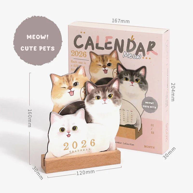 🔥Last Day 49% OFF - 🗓️Mini Desk Calendar 2026 Cute Dog & Cat Monthly Planner