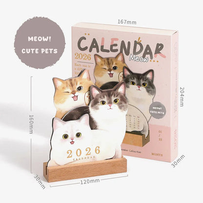 🔥Last Day 49% OFF - 🗓️Mini Desk Calendar 2026 Cute Dog & Cat Monthly Planner