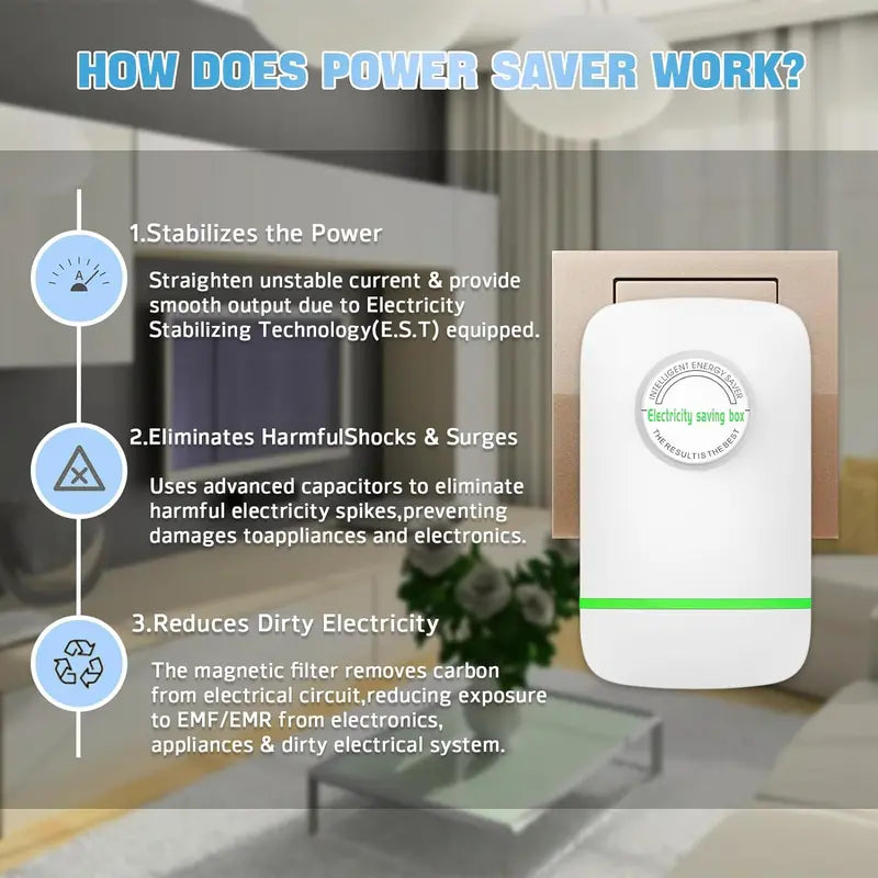 Energy Saver Plug-In Power Box with US Plug 2026 Updated Design, Compatible with 90–250V Input Range