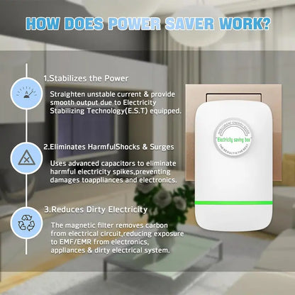 Energy Saver Plug-In Power Box with US Plug 2026 Updated Design, Compatible with 90–250V Input Range