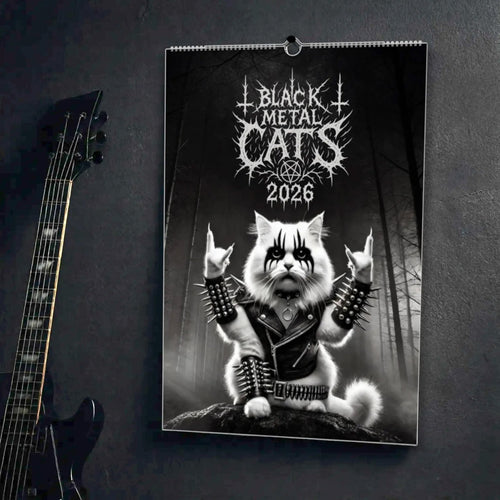 🔥Last Day 50% OFF - 🐱🖤Black Metal Cat Calendar 2026