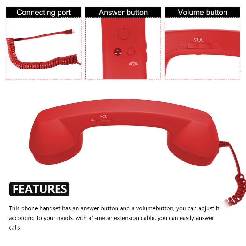 📞Vintage Select Bluetooth Phone Handset - Wireless/Wired and USB Phone Receiver for Comfortable Calls, Bluetooth/Type-c Port📞