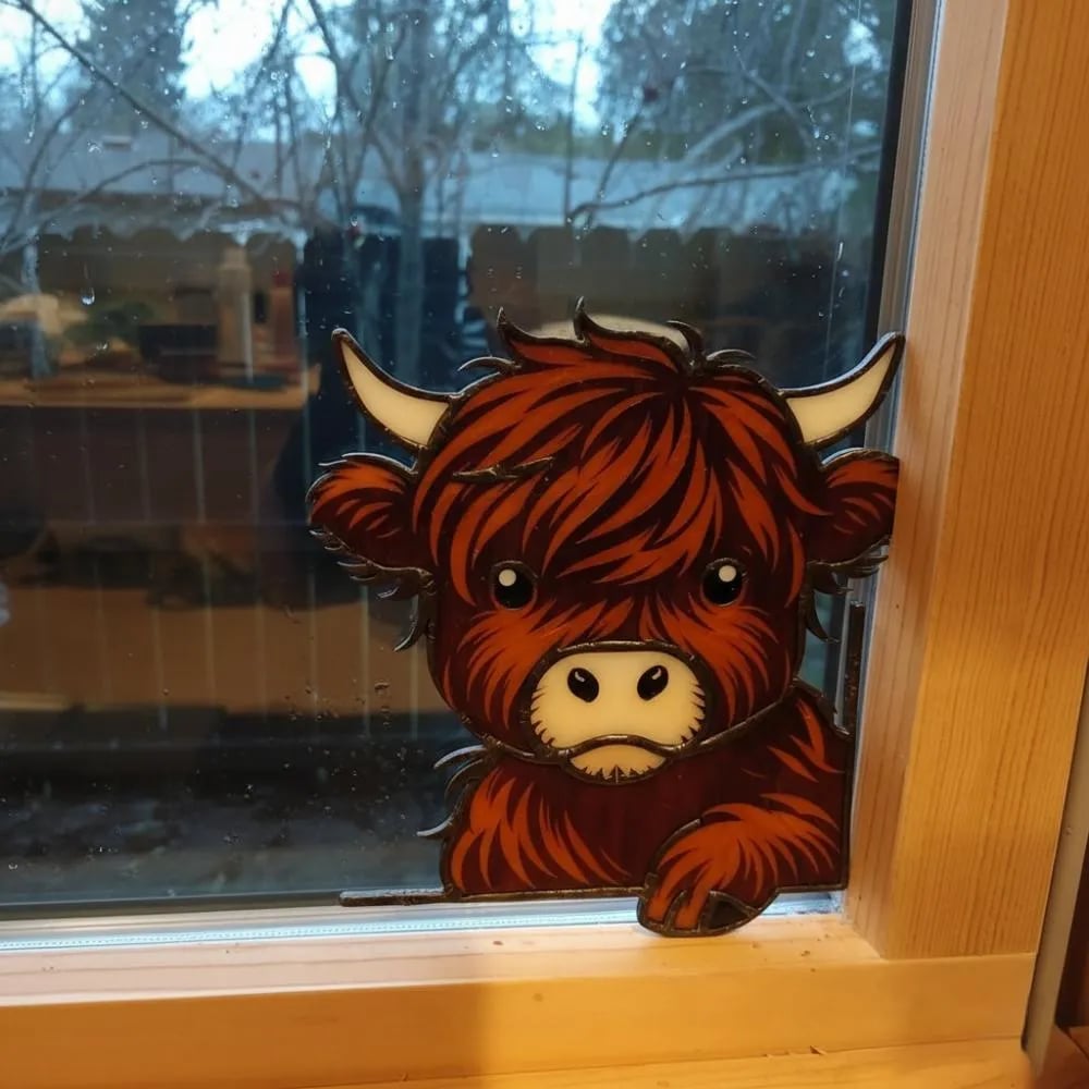 🔥LAST DAY 50% OFF - 🎄Handmade🐮Highland Cow Window Corner Decor