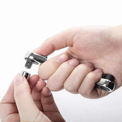 Silver Ratchet Wrench 1/4 Inch Mini Double Headed 72 Tooth Drive Socket (Bits Not Included), Ratchet Set Rotator Practical Accessories Tool, 5 Degrees Quick Install Release