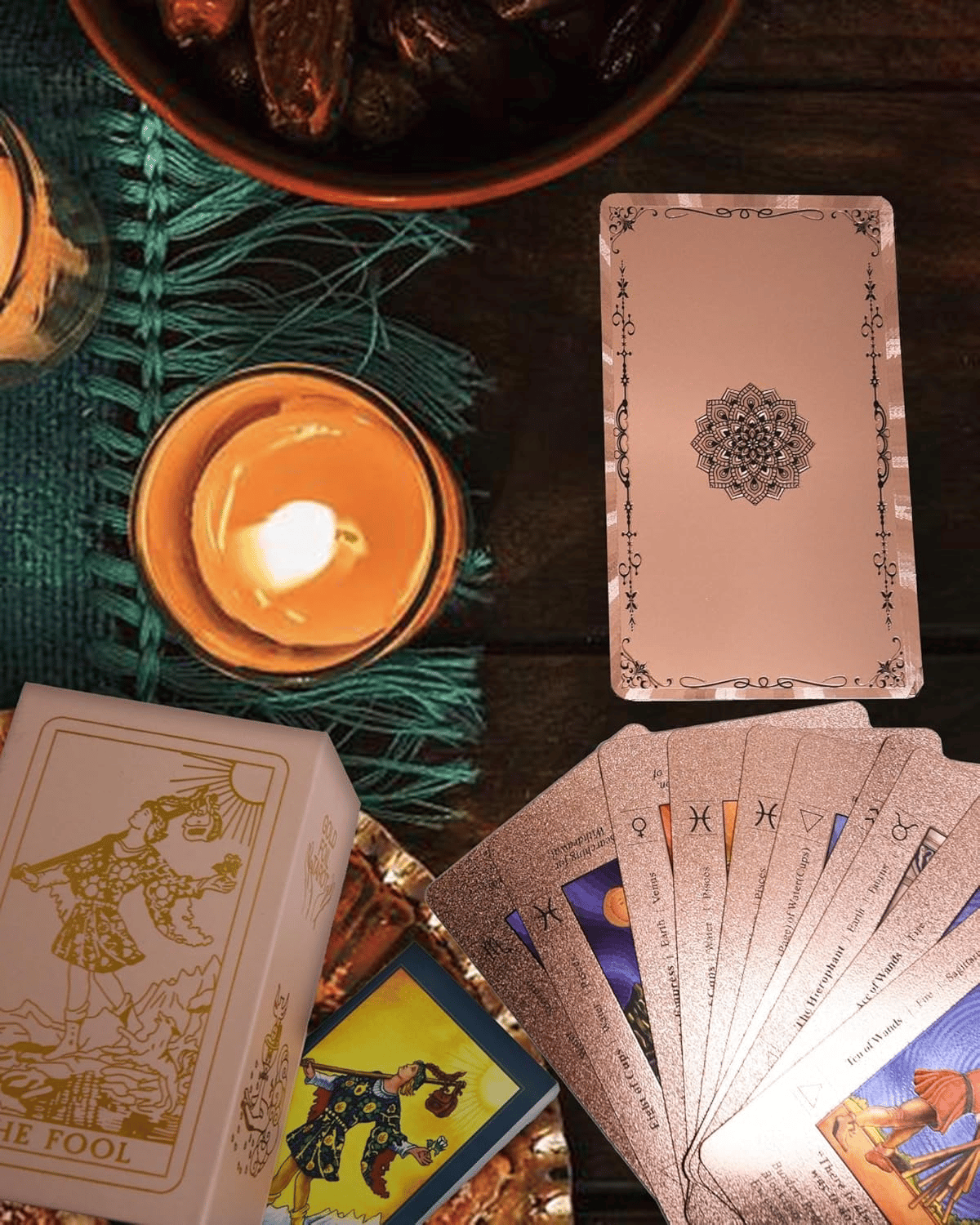 🔮Rose Gold Witchy Tarot Deck – Waterproof Foil & Guide Book for Beginners