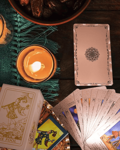 🔮Rose Gold Witchy Tarot Deck – Waterproof Foil & Guide Book for Beginners