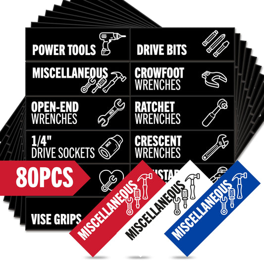 80-Piece Magnetic Toolbox Labels Kit