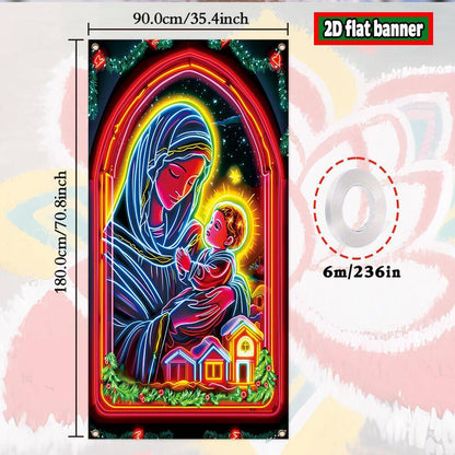 🔥LAST DAY 49% OFF - ✨UV Activated Night Glow Fluorescent Christmas Door Cover Party Banner🌟