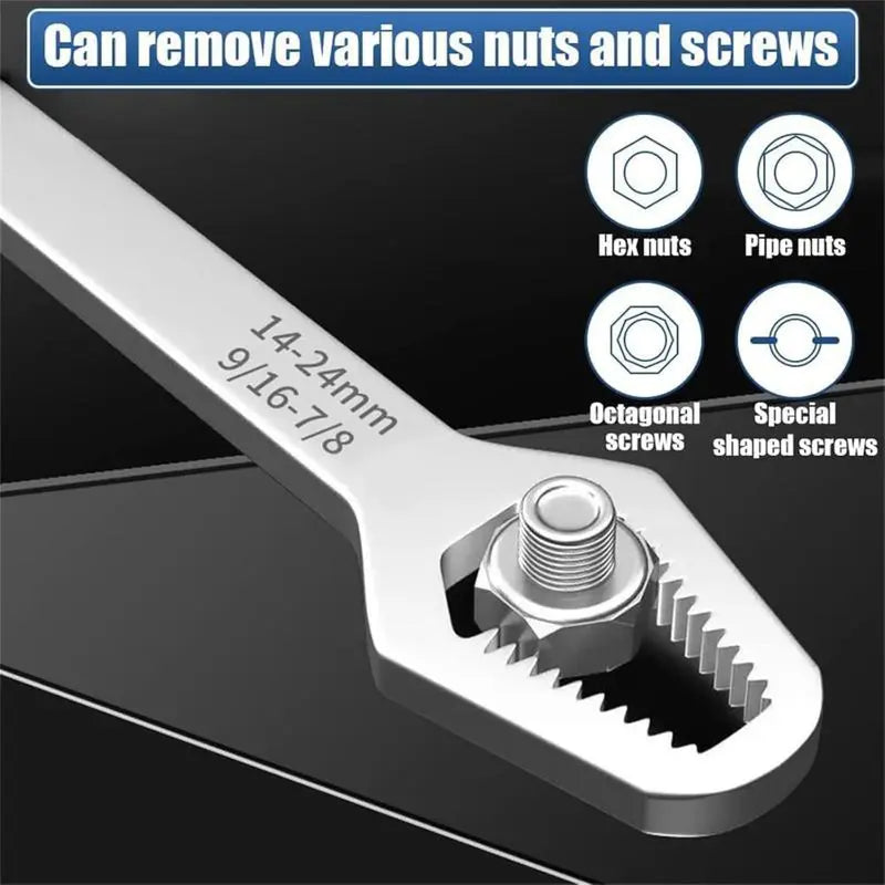 Universal Car  Wrench,8-22mm Self-tightening Wrench,Double-head Torx Spanner,Non-Slip Multi-function Wrench for Most Nuts & Bolts Repair,Professional Car Assembly & Disassembly Tool.