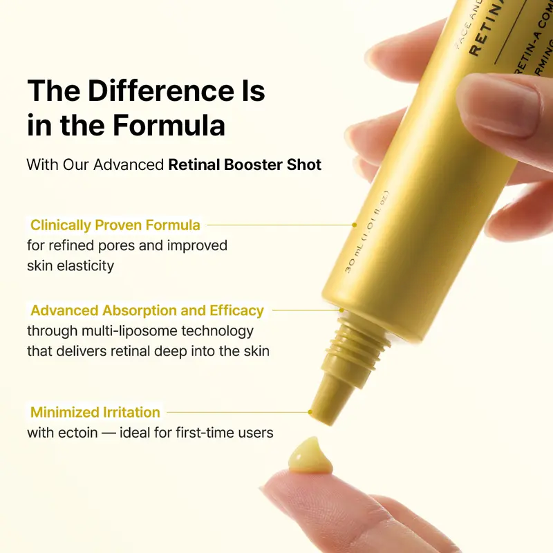 Booster Shot Skin Renewal Duo - Vitamin C & Retinal for Day And Night Brightening, Pore Minimizing, Moisturizing, and Fades Dark Spots