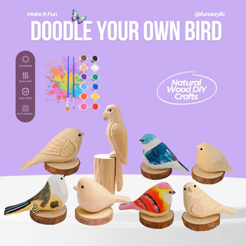 Wooden Bird & Marker Craft Kit 🦜