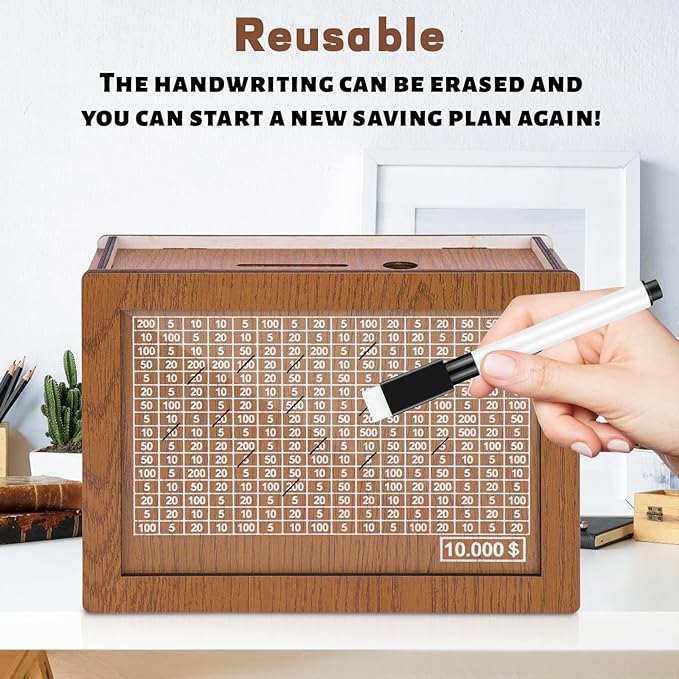🎁Last Day Sale 49% OFF🎁🎅Cash Vault Wooden Savings Box