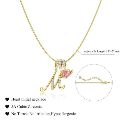 ✨Gold 3-Layering Initial A-Z Letter Heart Pendant Necklaces💗