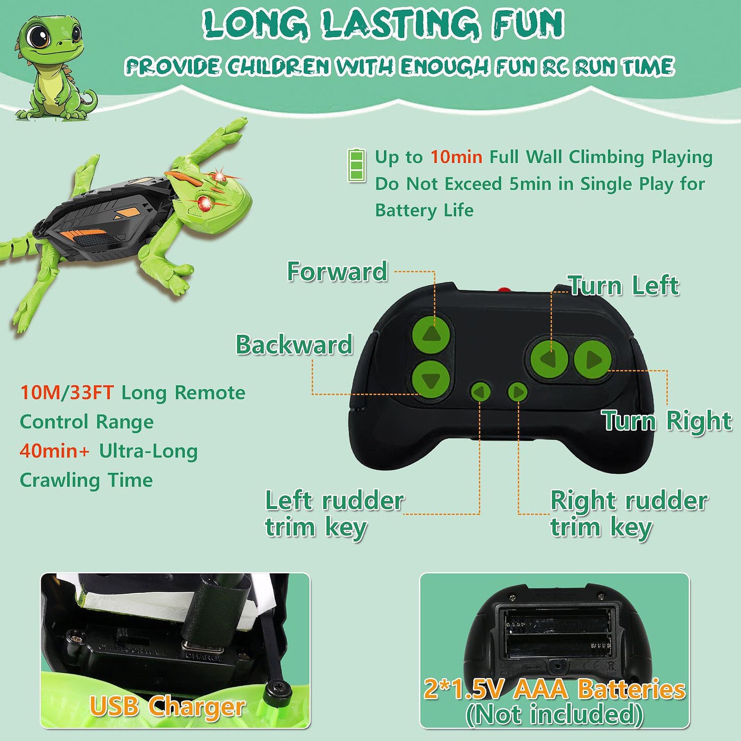 🦎Wall Crawler Gecko RC Toy ——Have Toy for Kids & Thrill-Seekers🤩
