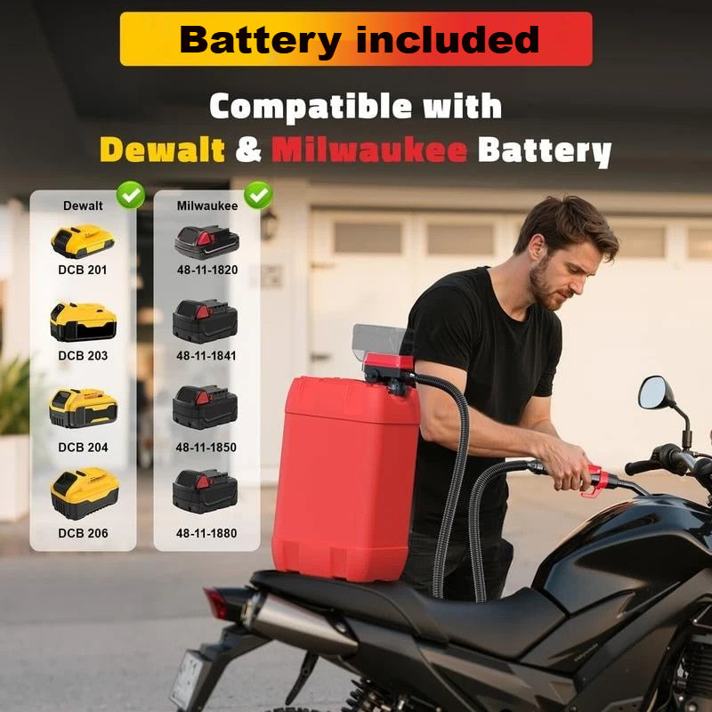 🔥LAST DAY 49% OFF-Cordless Fuel Transfer Pump Compatible with DeWalt 20V & Milwaukee 18V Batteries