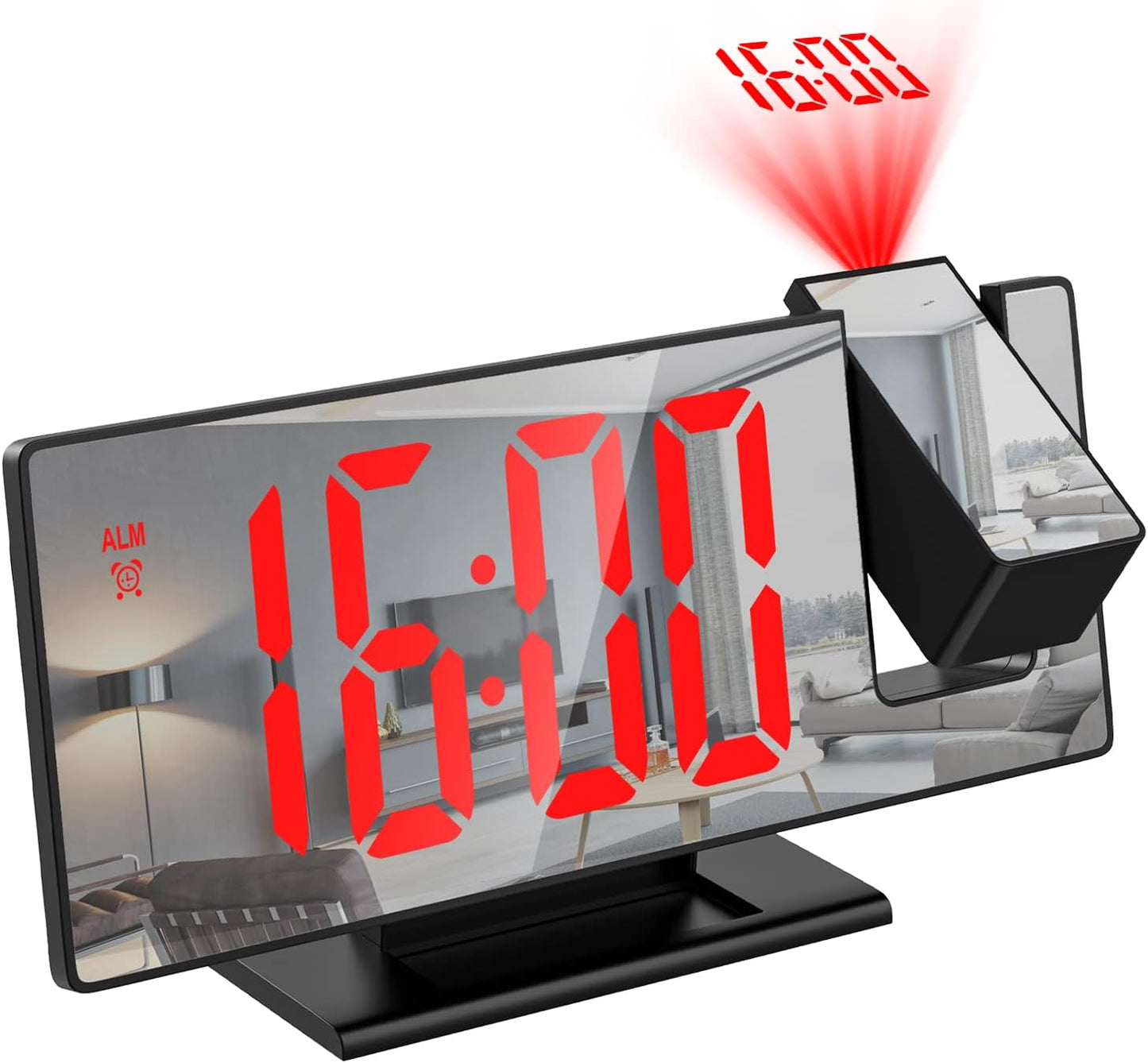 LED Projection Alarm Clock ⏰✨ Large Display, Rotating Projector, Brightness Control & Voice Mode 📽️🌙