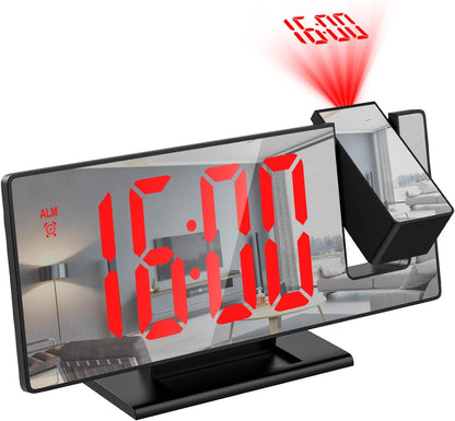 LED Projection Alarm Clock ⏰✨ Large Display, Rotating Projector, Brightness Control & Voice Mode 📽️🌙