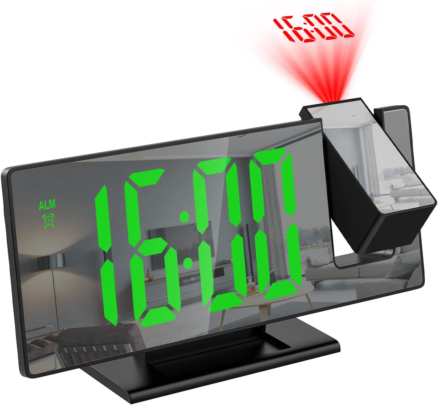 LED Projection Alarm Clock ⏰✨ Large Display, Rotating Projector, Brightness Control & Voice Mode 📽️🌙