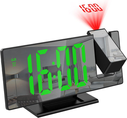 LED Projection Alarm Clock ⏰✨ Large Display, Rotating Projector, Brightness Control & Voice Mode 📽️🌙