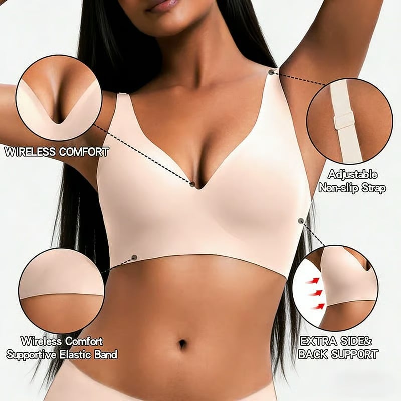 🔥Last Day 49% OFF -NESLEMY Wireless Bra | Comfortable Push-Up, Seamless, Deep V for Daily Wear