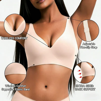 🔥Last Day 49% OFF -NESLEMY Wireless Bra | Comfortable Push-Up, Seamless, Deep V for Daily Wear