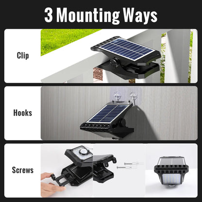 Solar Clip Lights with Motion Sensor,IP65 Waterproof Wireless Security Lighting for Yard