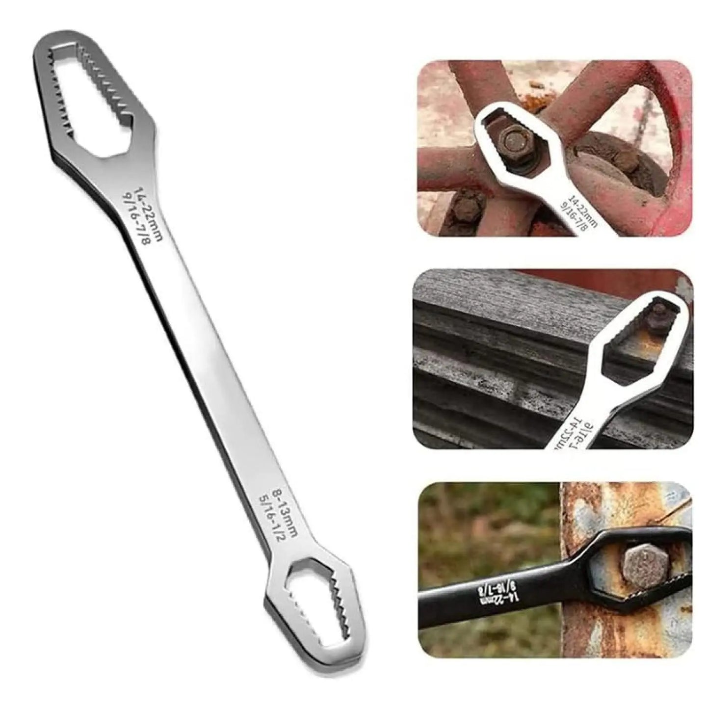 Universal Car  Wrench,8-22mm Self-tightening Wrench,Double-head Torx Spanner,Non-Slip Multi-function Wrench for Most Nuts & Bolts Repair,Professional Car Assembly & Disassembly Tool.
