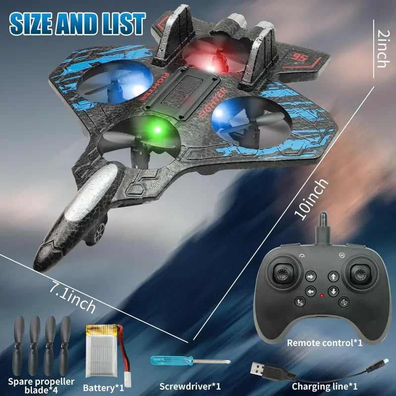 🎉Last day clearance✈️RC Stunt Fighter Jet Toy for Kids with 360° Flips & LED Lights