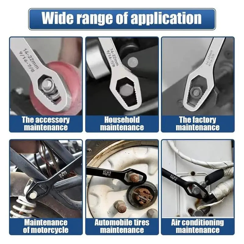 Universal Car  Wrench,8-22mm Self-tightening Wrench,Double-head Torx Spanner,Non-Slip Multi-function Wrench for Most Nuts & Bolts Repair,Professional Car Assembly & Disassembly Tool.