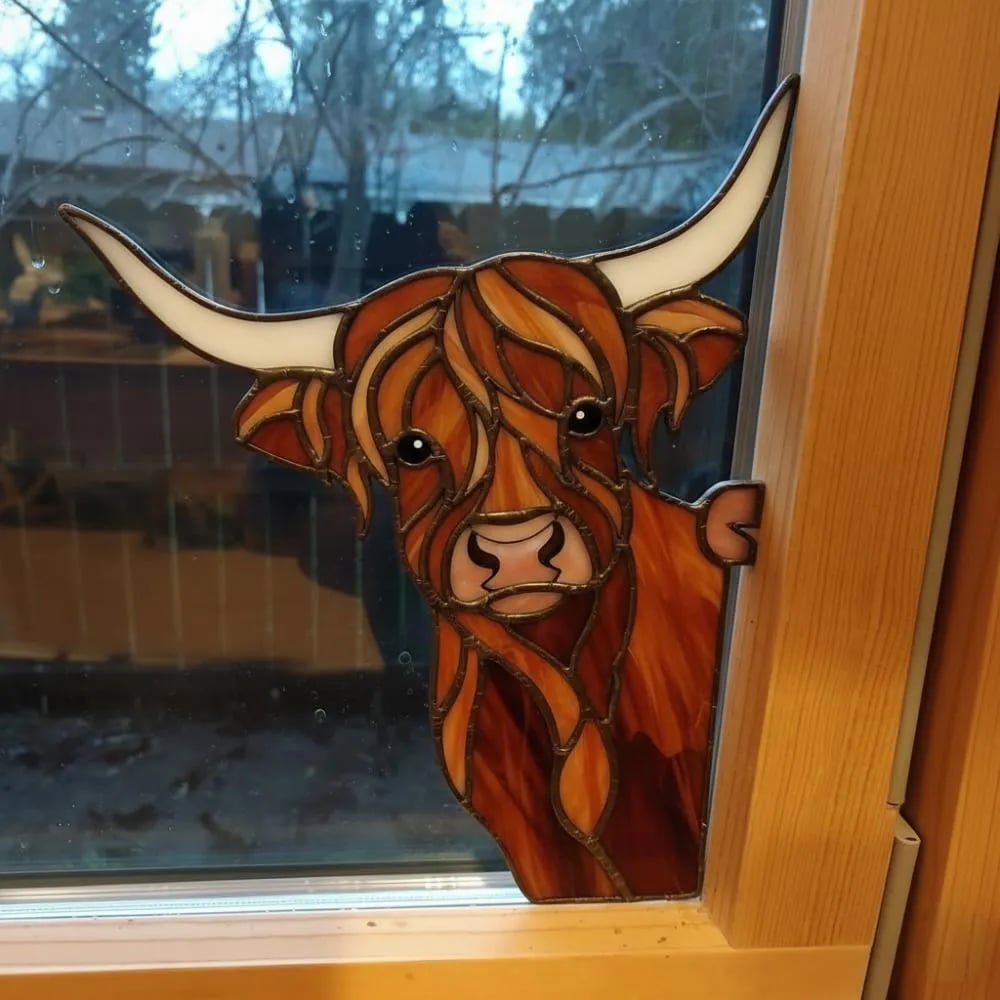 🔥LAST DAY 50% OFF - 🎄Handmade🐮Highland Cow Window Corner Decor