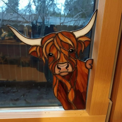 🔥LAST DAY 50% OFF - 🎄Handmade🐮Highland Cow Window Corner Decor