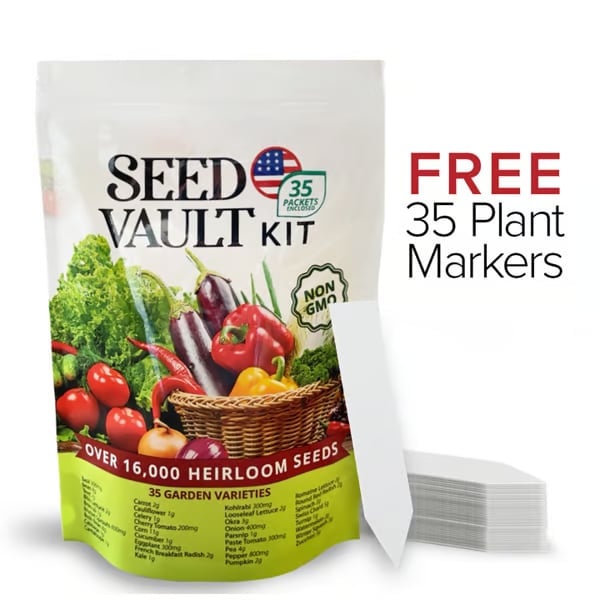 🥦Ultimate Survival Seed Vault (16,000+ Seeds) | 35 Variety Pack🌿|50-Year Shelf Life