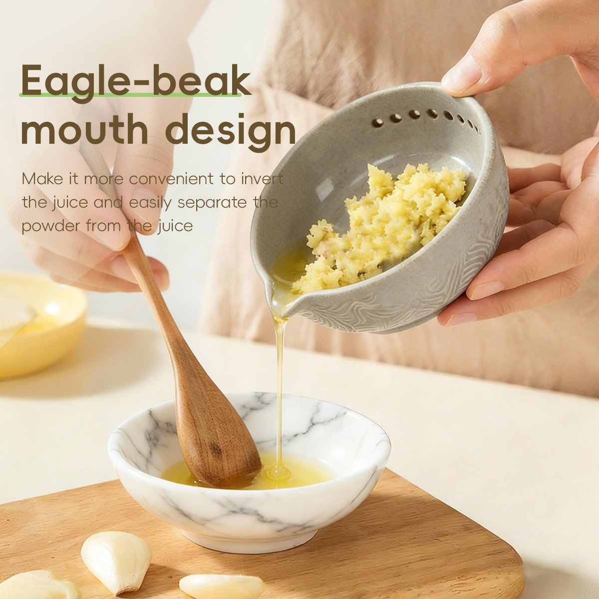 🔥Last Day 50% OFF🌿Handmade Garlic Grater x Herb Bowl