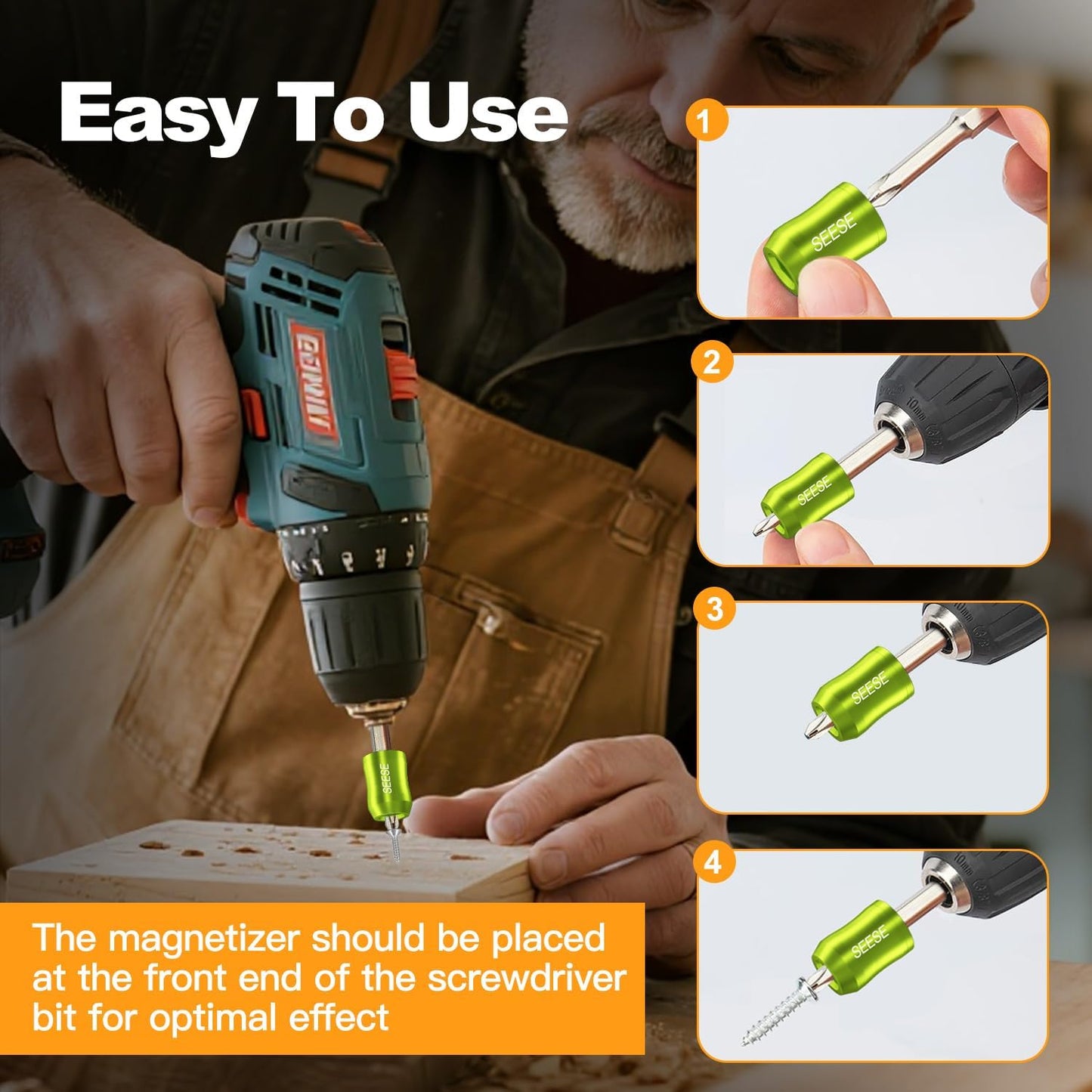 Strong Magnetic Screw Ring: 1/4 Inch/ 6.35 mm Universal Magnetic Screw Holder - Removable Magnetic Screwdriver Drill Bit Holder for Hex Screwdriver and Power Bits
