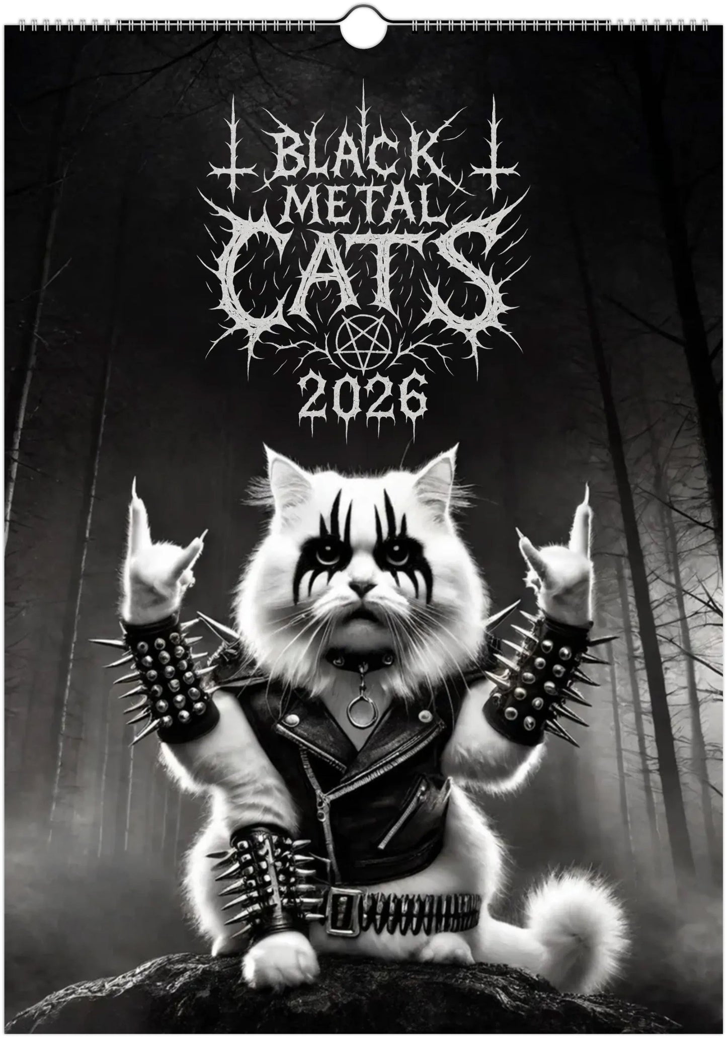 🔥Last Day 50% OFF - 🐱🖤Black Metal Cat Calendar 2026