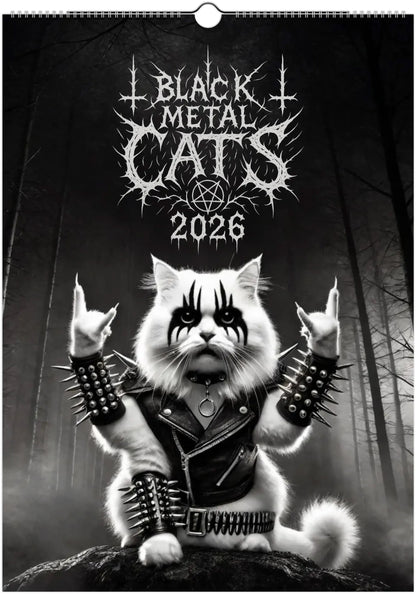 🔥Last Day 50% OFF - 🐱🖤Black Metal Cat Calendar 2026