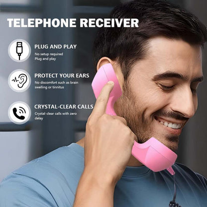 📞Vintage Select Bluetooth Phone Handset - Wireless/Wired and USB Phone Receiver for Comfortable Calls, Bluetooth/Type-c Port📞