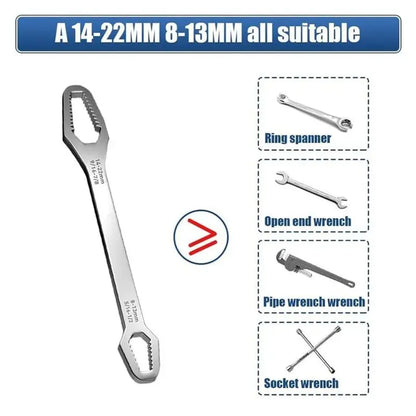 Universal Car  Wrench,8-22mm Self-tightening Wrench,Double-head Torx Spanner,Non-Slip Multi-function Wrench for Most Nuts & Bolts Repair,Professional Car Assembly & Disassembly Tool.