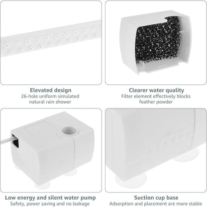 🔥Hot Sale 49% OFF - 🦜💦Automatic ABS Bird Bath Shower, Parrot Bathtub with Circulating Faucet for Pet Bird