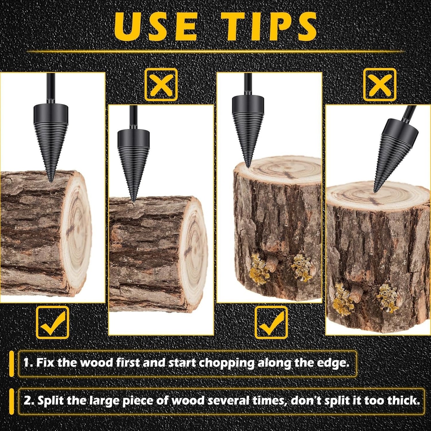 🔥Last Day 50% OFF-6 Pcs Heavy-duty Carbon Steel Firewood Log Splitter Drill Bit Set