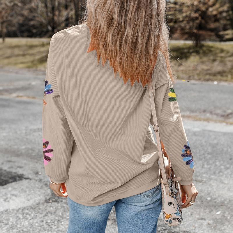 🍂 The Ultimate Thanksgiving Sweater🧡Sequined Top for Family & Friends