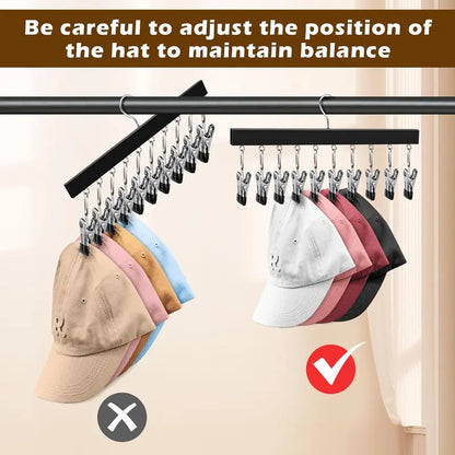 🧢 Wooden Hat Organizer | 12 Clips for Caps, Jeans & More | Space-Saving & Fits All Sizes 🪑